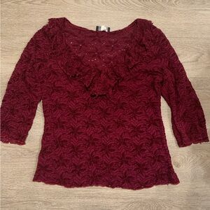Brittany Black Red Lace Blouse Size L